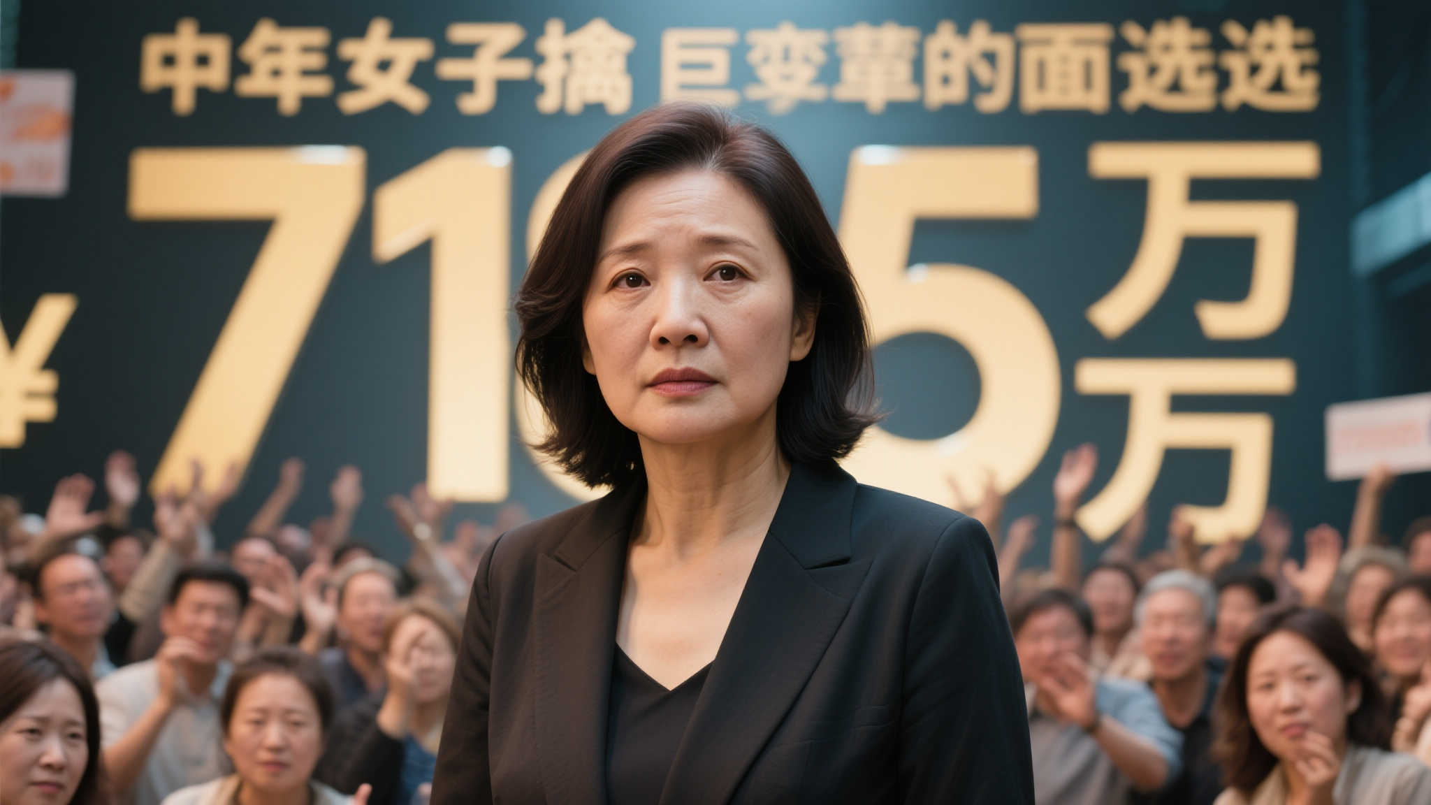 中年女性领7185万大奖现身 拍照全程沉默表情严肃